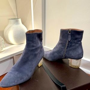 Alaia Grey 50 Suede Plexi Heel Boots